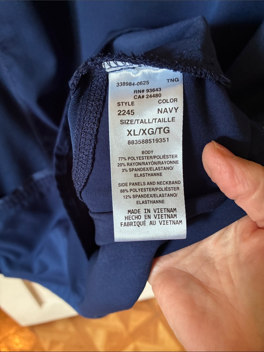 healing hands Navy V-Neck Short Sleeve Scrub Top - Picture 3 of 4